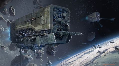 Orion Mining Spaceship by Paolo Puggioni | Illustration | 2D | CGSociety | Space ship concept ...