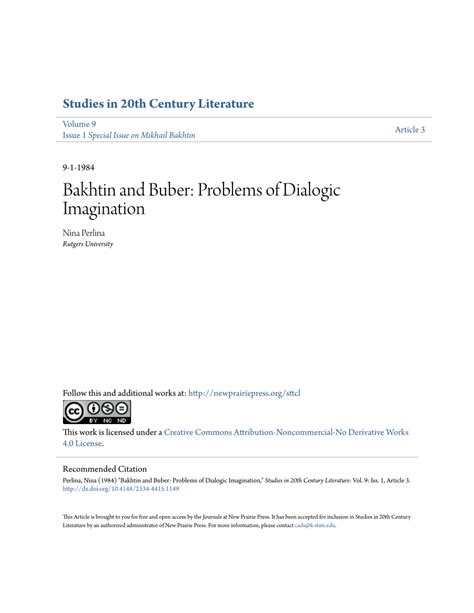 (PDF) Bakhtin and Buber: Problems of Dialogic Imagination