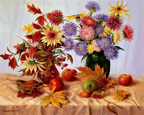 A. Zrazhevsky, table, painting, art, flower, a zrazhevsky, fruit, apple ...