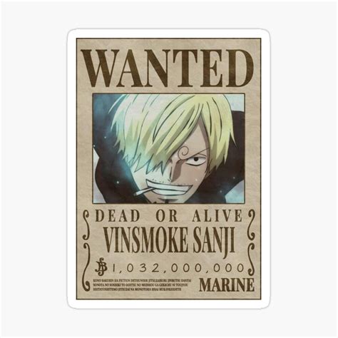 SANJI NEW BOUNTY AFTER WANO 1032000000 Sticker by NAOFUMIachraf02 in 2022 | Photographic print ...