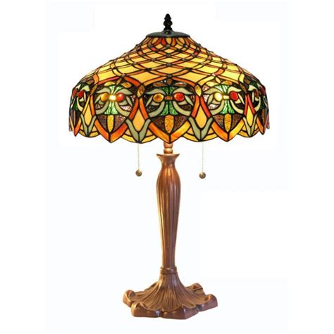 Warehouse of Tiffany 25 in. Ariel Bronze Table Lamp with Stained Glass ...