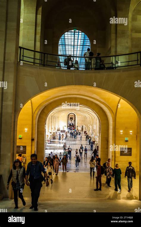 Louvre interior. Louvre architecture inside. Louvre Museum, Paris ...