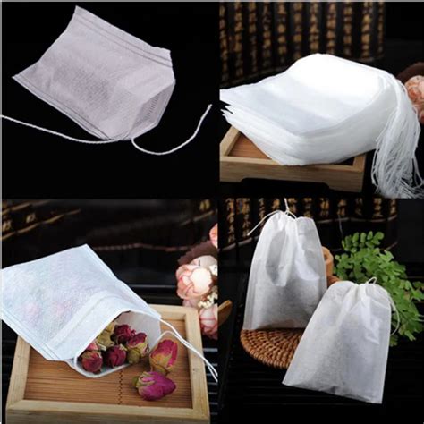 Hot Selling Empty Tea Bags Multifunction 100pcs Drawstring Pouch Bag 5.5 x 7CM Seal Filter ...