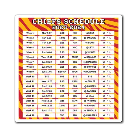 2023 2024 Kansas City Chiefs Schedule Magnet 6 X 6 Inches - Etsy