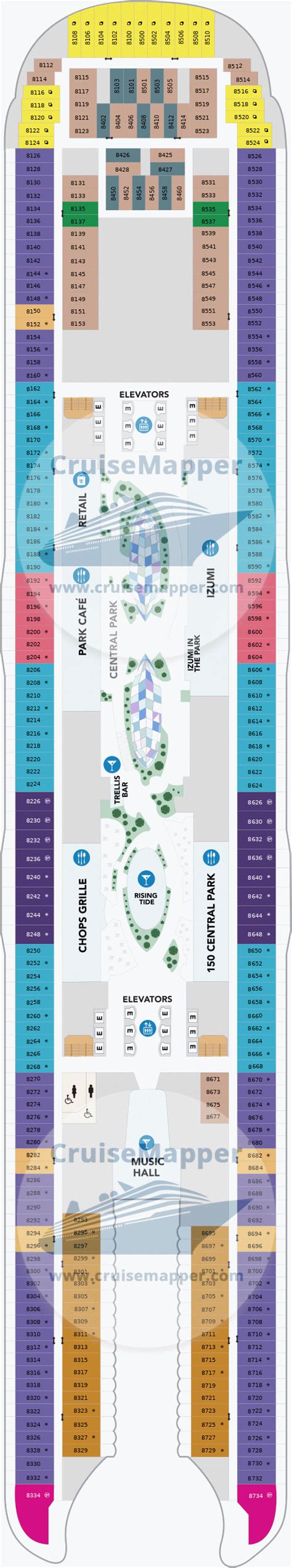 Utopia Of The Seas deck 8 plan | CruiseMapper