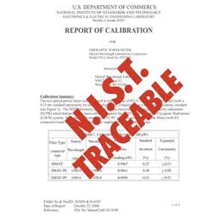 NIST Calibration Certification for Vacuum Instruments by Digivac