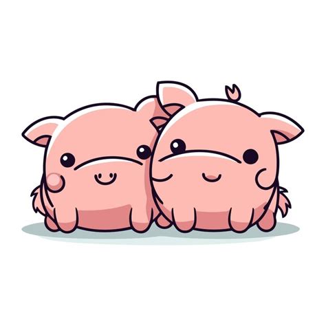 Premium Vector | Vector illustration of two cute pigs isolated on white background