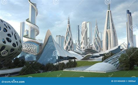 Futuristic Mega City Architecture Stock Illustration - Illustration of ...