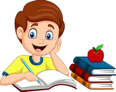 Cartoon little boy studying 8390465 Vector Art at Vecteezy