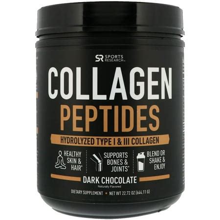 Sports Research Collagen Peptides Hydrolyzed Type I III Collagen Dark Chocolate 1 42 lbs 644 11 ...