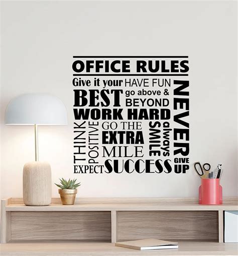 Office Rules Wall Decal Motivational Poster Office Sign Teamwork Success Quote Vinyl Sticker ...