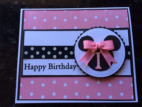 Disney Minnie Mouse Card Girls card Handmade Birthday Cards Happy Birthday Child's Card Birthday ...