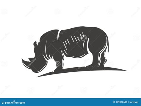 Black Rhino Silhouette. Isolated Vector Illustration. Stock Vector - Illustration of pond, close ...