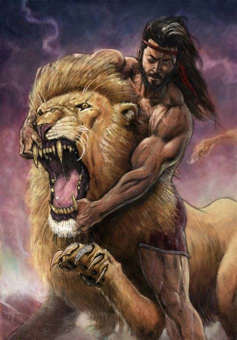 Samson and the lion Painting by Marco Russo | Saatchi Art