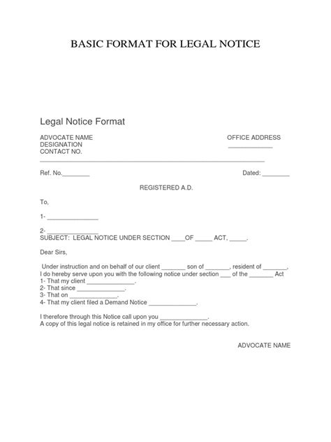 Basic Format For Legal Notice | PDF