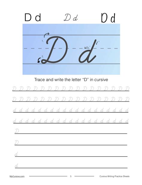 How to Write Cursive D [Worksheets + Tutorial] - My Cursive