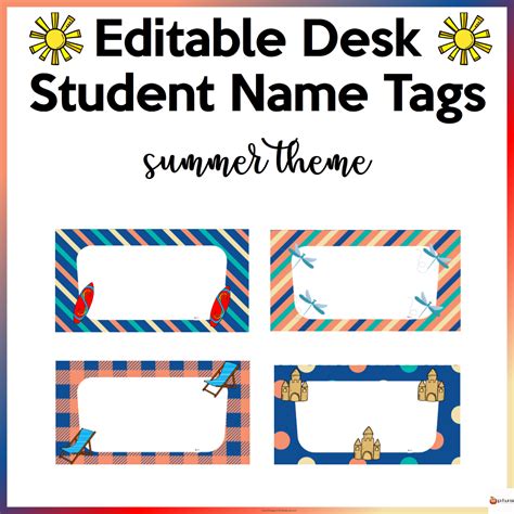 Editable Desk Name Tags Summer Theme - Made By Teachers