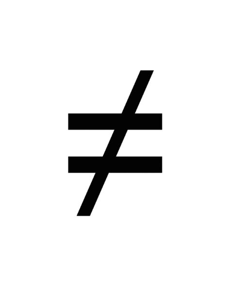 Flashcard of a math symbol for Not Equal | ClipArt ETC