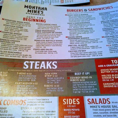 Menu at Montana Mike's Steakhouse, Miami