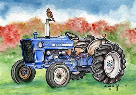 Blue Ford Tractor Watercolor Art Print // Farm and Field Painting // Farmer Painting Gift - Etsy ...