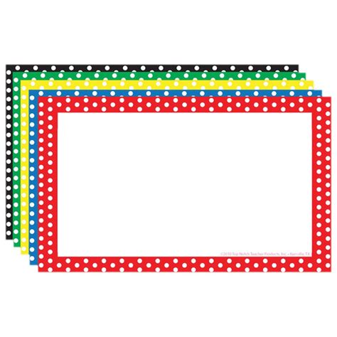 Border Index Cards, 4" x 6" Blank, Polka Dot, 75ct - TOP3655 | Top Notch Teacher Products ...