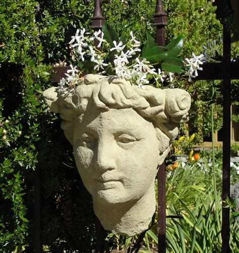 GODDESS WALL PLANTER (Choice of Color): Solid Stone Roman Outdoor Vessel. Original Sculpture by ...