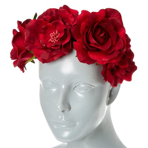 Oversized Burgundy Rose Flower Crown | Claire's US