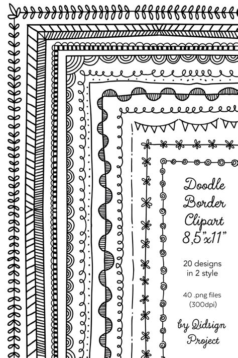 Hand Drawn Border Clipart, Doodle Frames, Planner, Letter Frame, Cute Border, Page Border ...