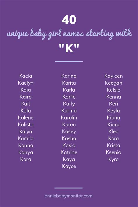 Unique Girl Names Starting With K