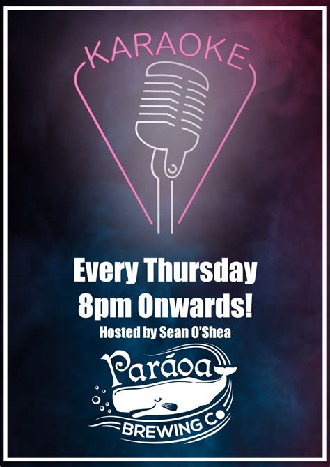 9TH MARCH 2023 – KARAOKE NIGHT WITH SEAN O’SHEA – Parāoa Brewing Co. – Whangaparāoa, NZ