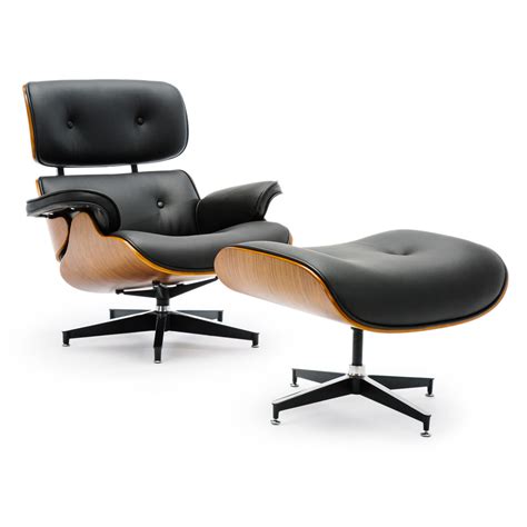 Replica Eames Lounge Chair & Ottoman Brown PU Leather / Walnut Wood