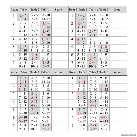 Printable 2 Table Bridge Tally Cards - Printable Word Searches