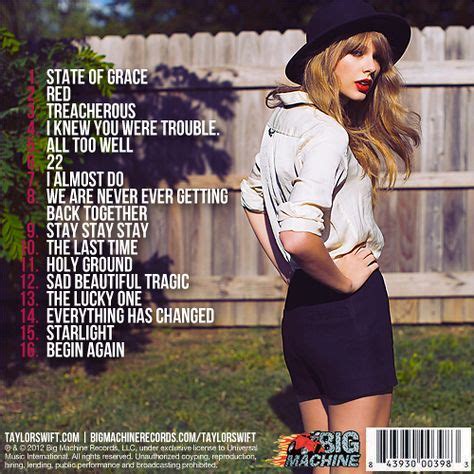 Red song list | Taylor swift red songs, Red song, Taylor swift red