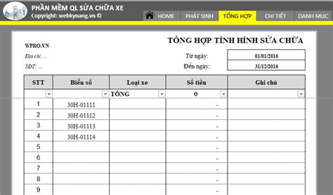 bao cao tong hop tinh hinh sua chua - WPRO - Phần mềm Quản lý bán hàng, kho, công nợ, lãi lỗ ...