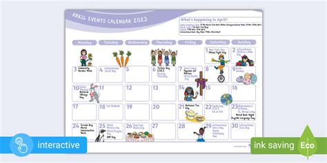 April Events Calendar 2023 (Teacher-Made) - Twinkl