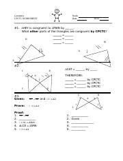 CPCTC Worksheet - Geometry CPCTC WORKSHEET Name Date Hour #1: HEY is congruent to MAN by . What ...