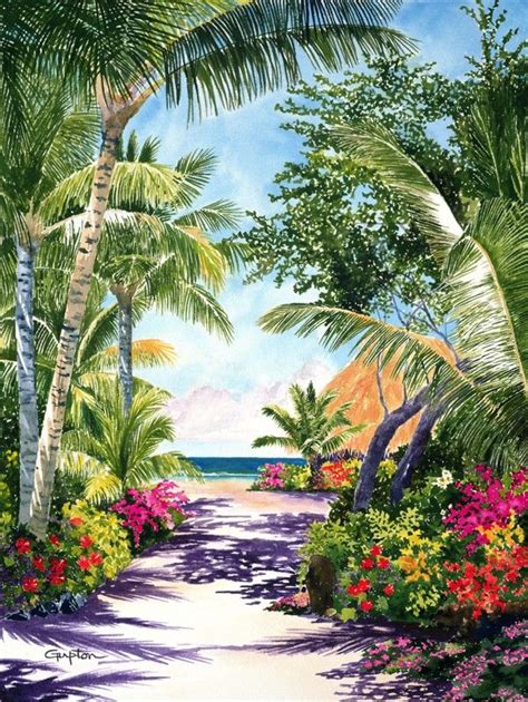 Tropical paintings in watercolor, oil and acrylic by Penny Gupton | Tropical painting, Caribbean ...