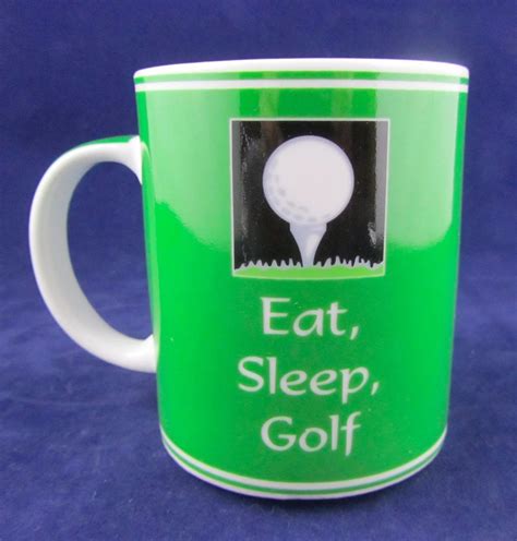 Ganz Green Golf Coffee Mug White Interior Ball Tee Image Eat Sleep Cup #Ganz | Mugs, Coffee mugs ...