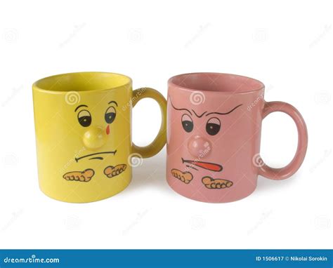 Conflict (two Cups With Faces) Royalty Free Stock Photography - Image: 1506617