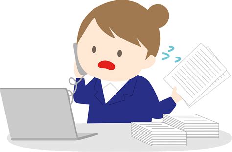 Busy Woman Office Worker In Office Cubicle Having - vector clipart - Clip Art Library