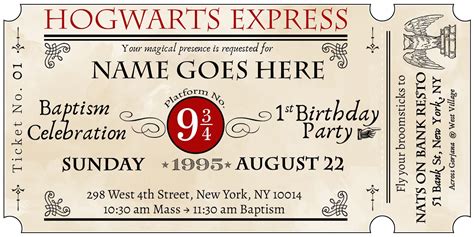 Harry Potter Hogwarts Express Train Ticket Birthday Party Invitation Template Hogwarts Express ...