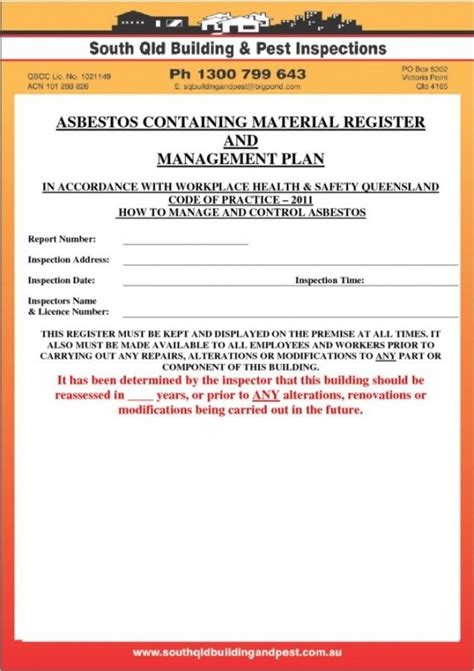 Asbestos Assessment Template