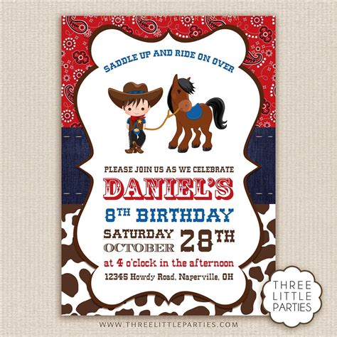 Spanish Cowboy Invitation - Fiesta Vaquera Invitacion en Español | Cowboy invitations, Cowboy ...