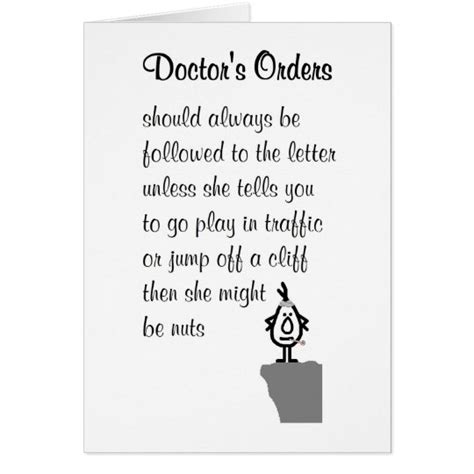 Doctor's Orders - a funny get well soon poem Card | Zazzle.com