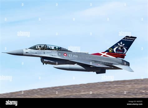 Royal Danish Air Force F-16 in low level flight over California's Stock ...