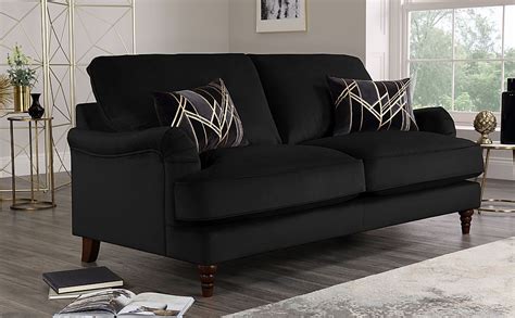 Charleston Black Velvet 3 Seater Sofa | Furniture And Choice