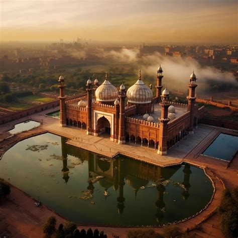 Premium Photo | Aerial view of badshahi mosque lahore pakistan