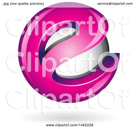 Clipart of a Magenta Pink Letter E Around a Floating Sphere - Royalty Free Vector Illustration ...