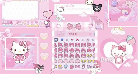 hello kitty desktop wallpapers and stickers are on display in this pink ...