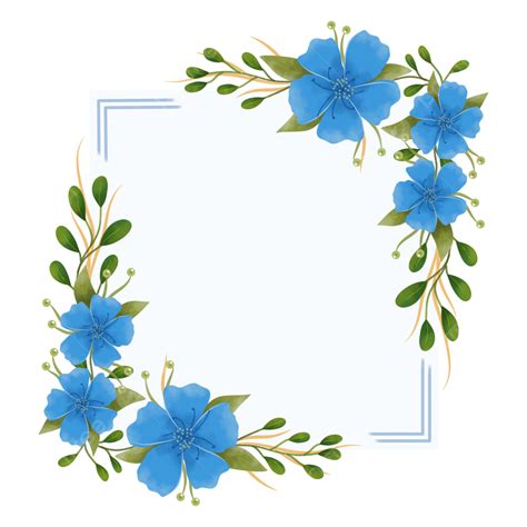 Blue Flower Wreath PNG Picture, Lovely Blue Flower Wreath With Square Frame, Flower Wreath, Blue ...